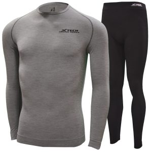 Арт : MERINO TECH<BR>(Комплект для мужчин и женщин)<br>(Английская шерсть мериноса)<br>Цвет: Серый меланж/Черный<BR>От +15° До -30°
