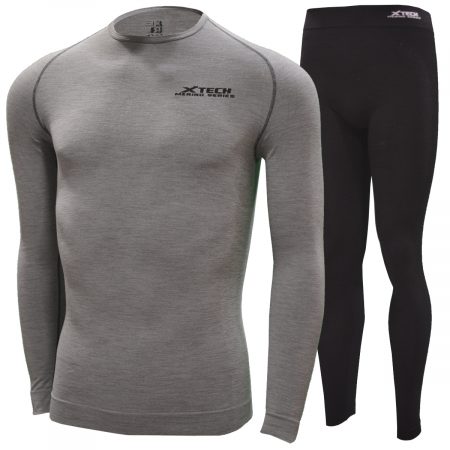 Арт : MERINO TECH<BR>(Комплект для мужчин и женщин)<br>(Английская шерсть мериноса)<br>Цвет: Серый меланж/Черный<BR>От +15° До -30°